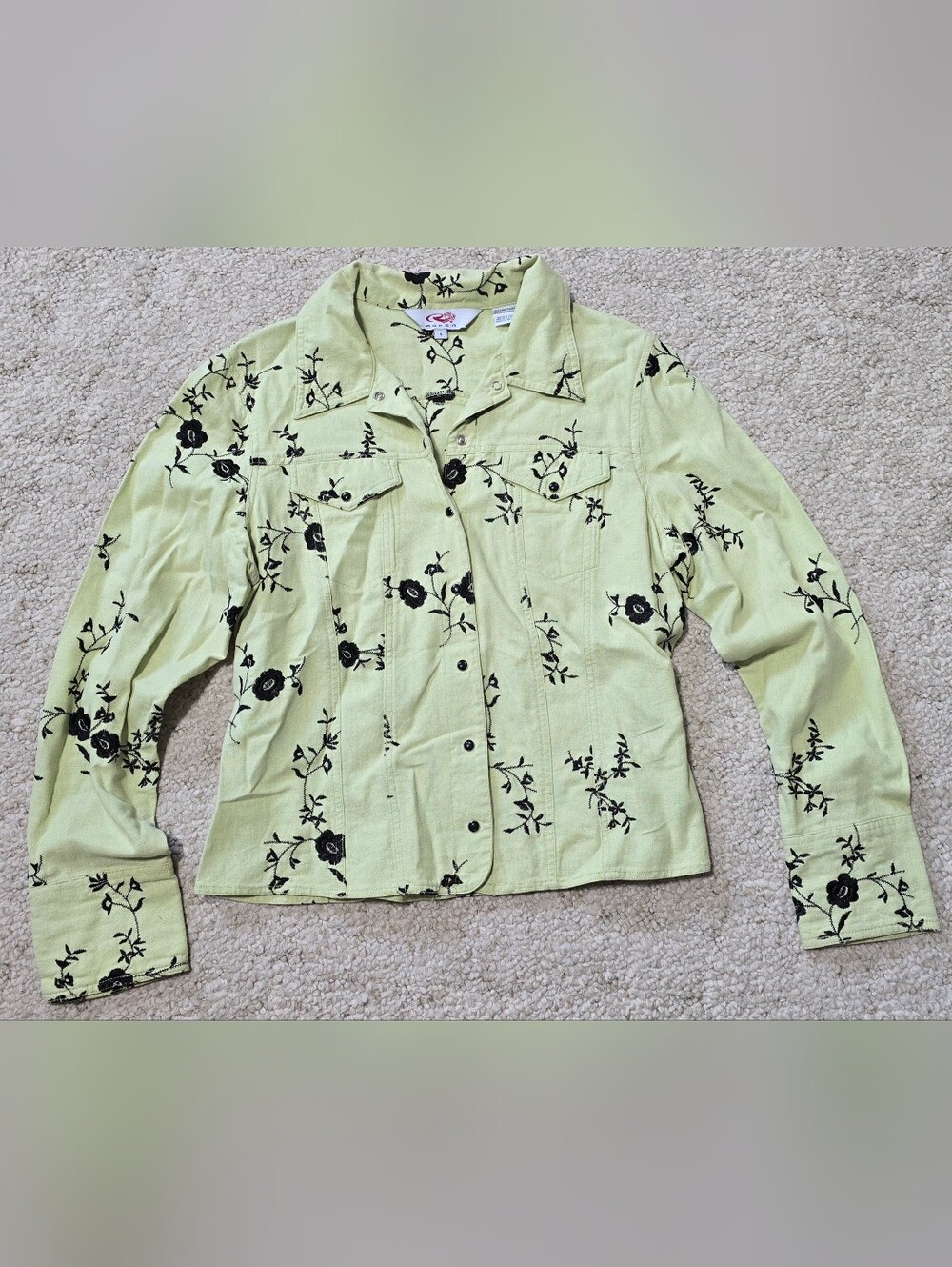 Roper Western Pearl Snap Button Down Front Shirt Lime Green S Western Horse Show
